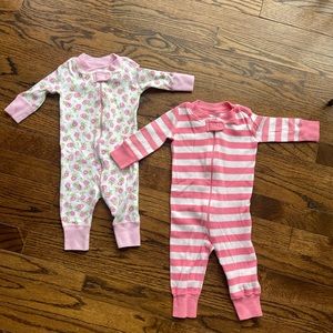 Hanna Andersson Baby Zip Sleepers size 0-6 month and 6-9 month Pink roses stripe